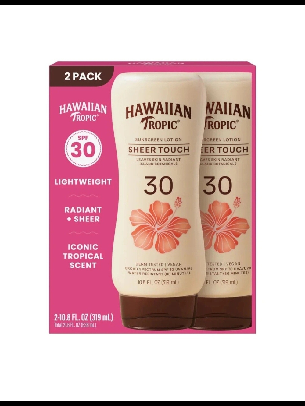 Hawaiian Tropic Sheer Touch Sunscreen SPF 30 2 Pack New
